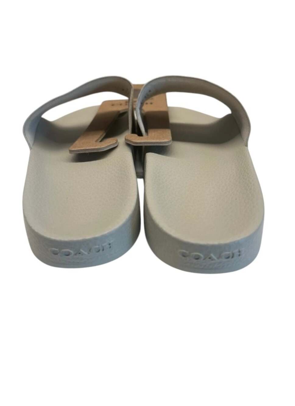 Coach Udele Signature Canvas Slide Sandals White Silver - Picture 6 of 7